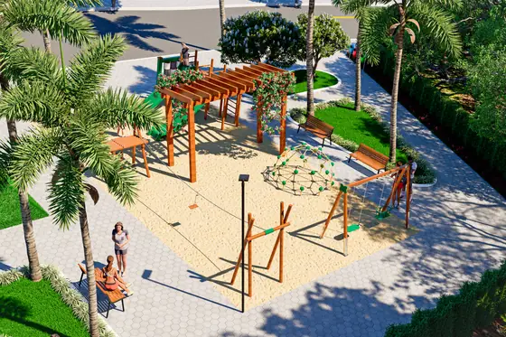 Playground das crianças no Jardim Ecoville