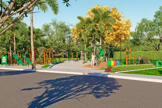 Praça e playground no Jardim Ecoville